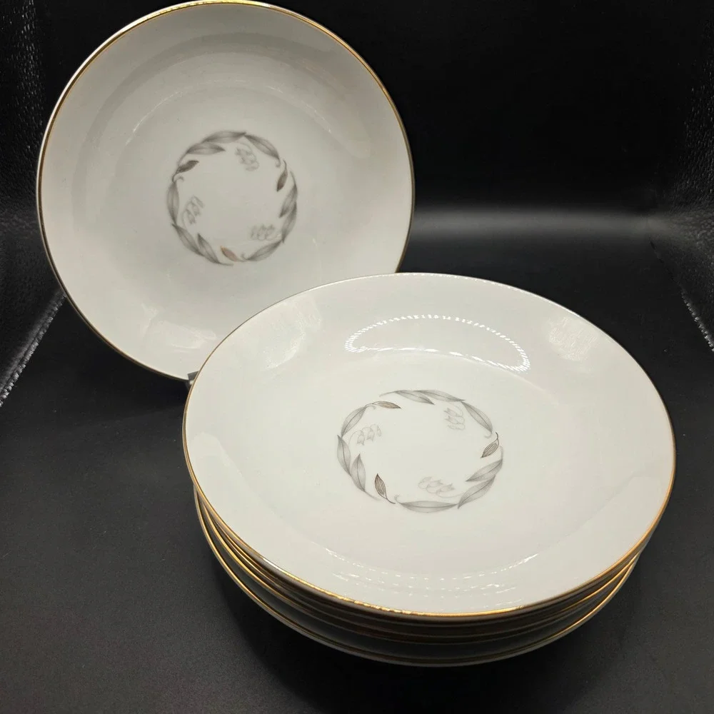 Kaysons Fine China Golden Fantasy Fruit Dessert Bowl Lot of 6 Japan Gold Rim 7.5